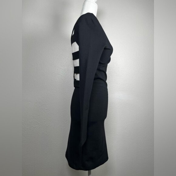 ASOS Black cutout body con long sleeve dress size 6 - Picture 3 of 9